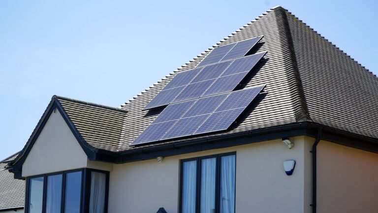 Modern house with a complete rooftop solar panel installation